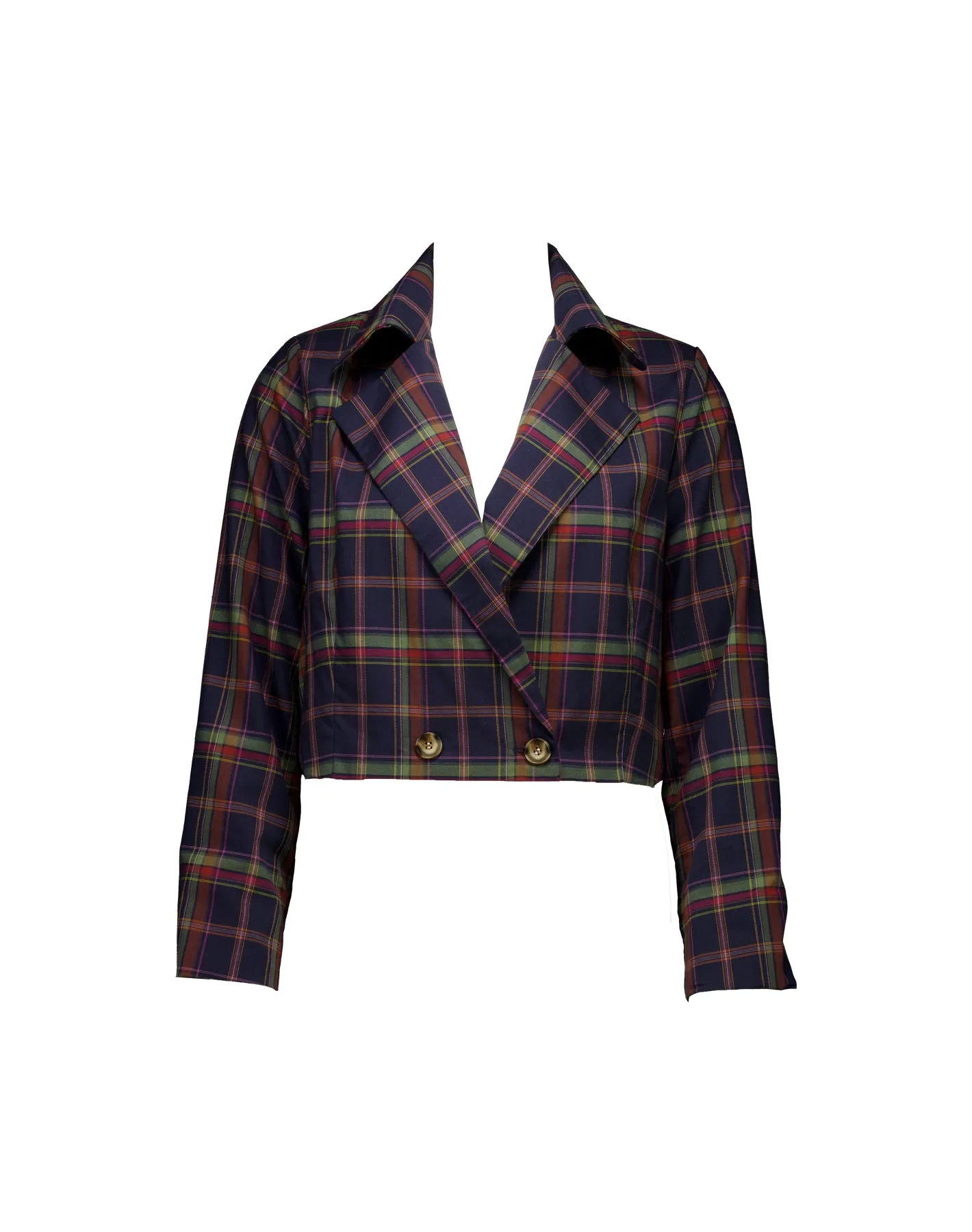 Cropped Blazer in Multi Check