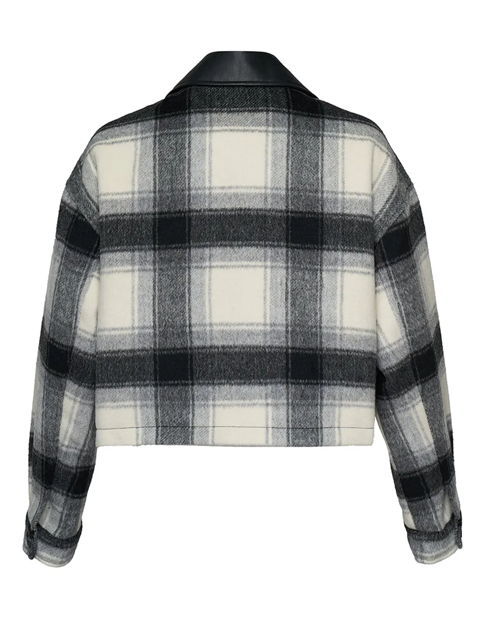 Cropped Plaid Jacket With Polyester Trim