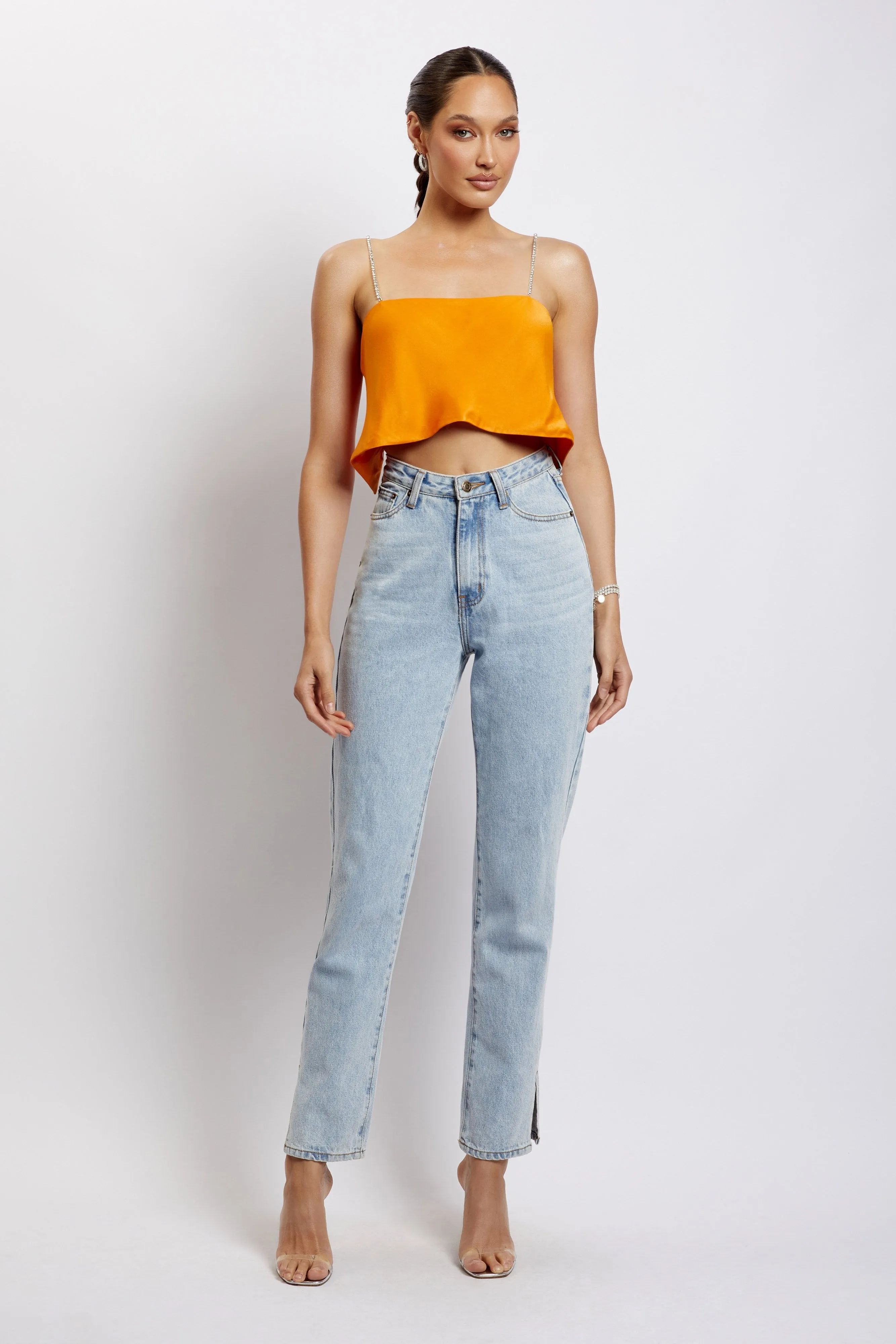 Dayana Straight Cut Crop Top - Mandarin