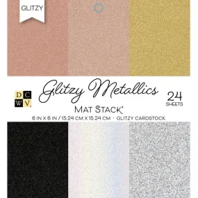 DCWV Single-Sided Cardstock Stack 6"X6" 24/pkg - Glitzy Metallics