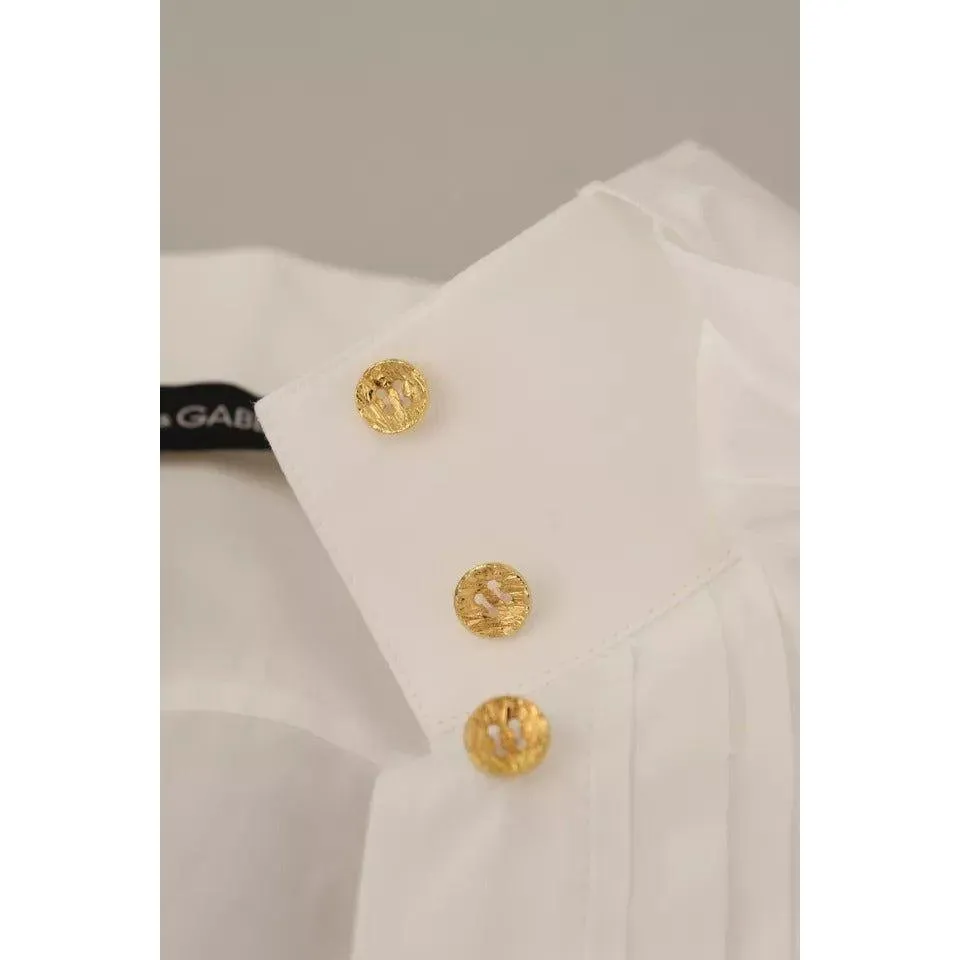 Dolce & Gabbana White Cotton Collared Long Sleeves Formal Shirt Top