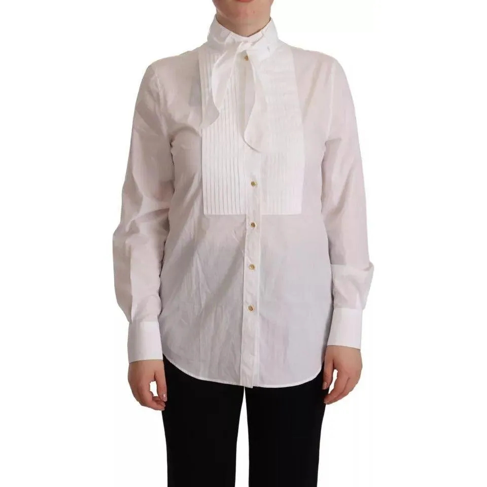 Dolce & Gabbana White Cotton Collared Long Sleeves Formal Shirt Top