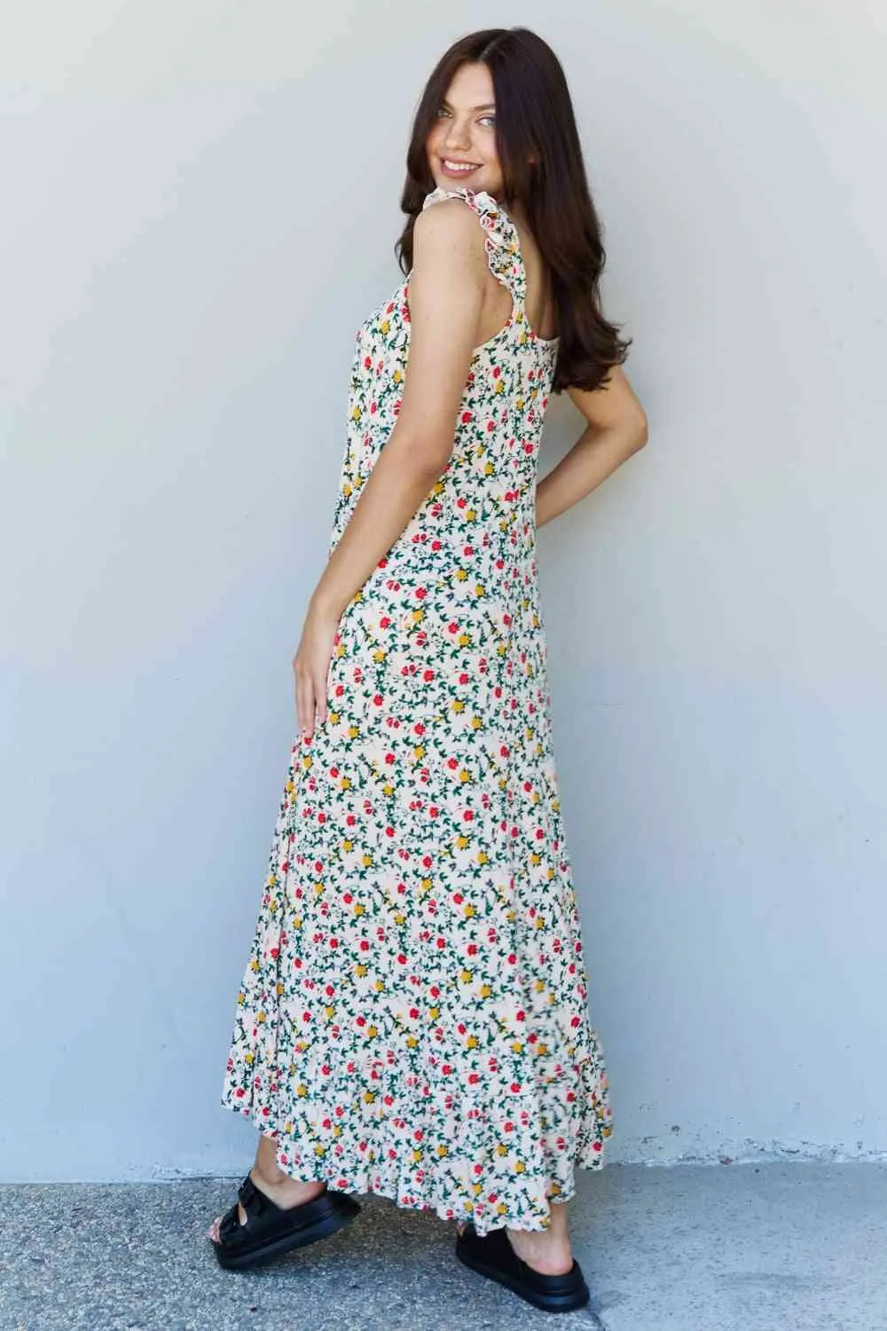 Doublju In The Garden Ruffle Floral Maxi Dress in Natural Rose (BWMT) T