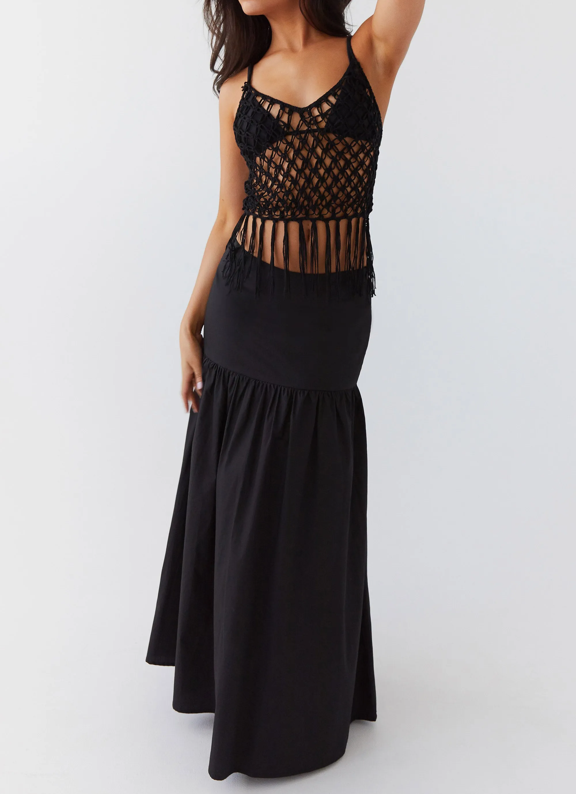 Dreamcatcher Tiered Maxi Skirt - Black