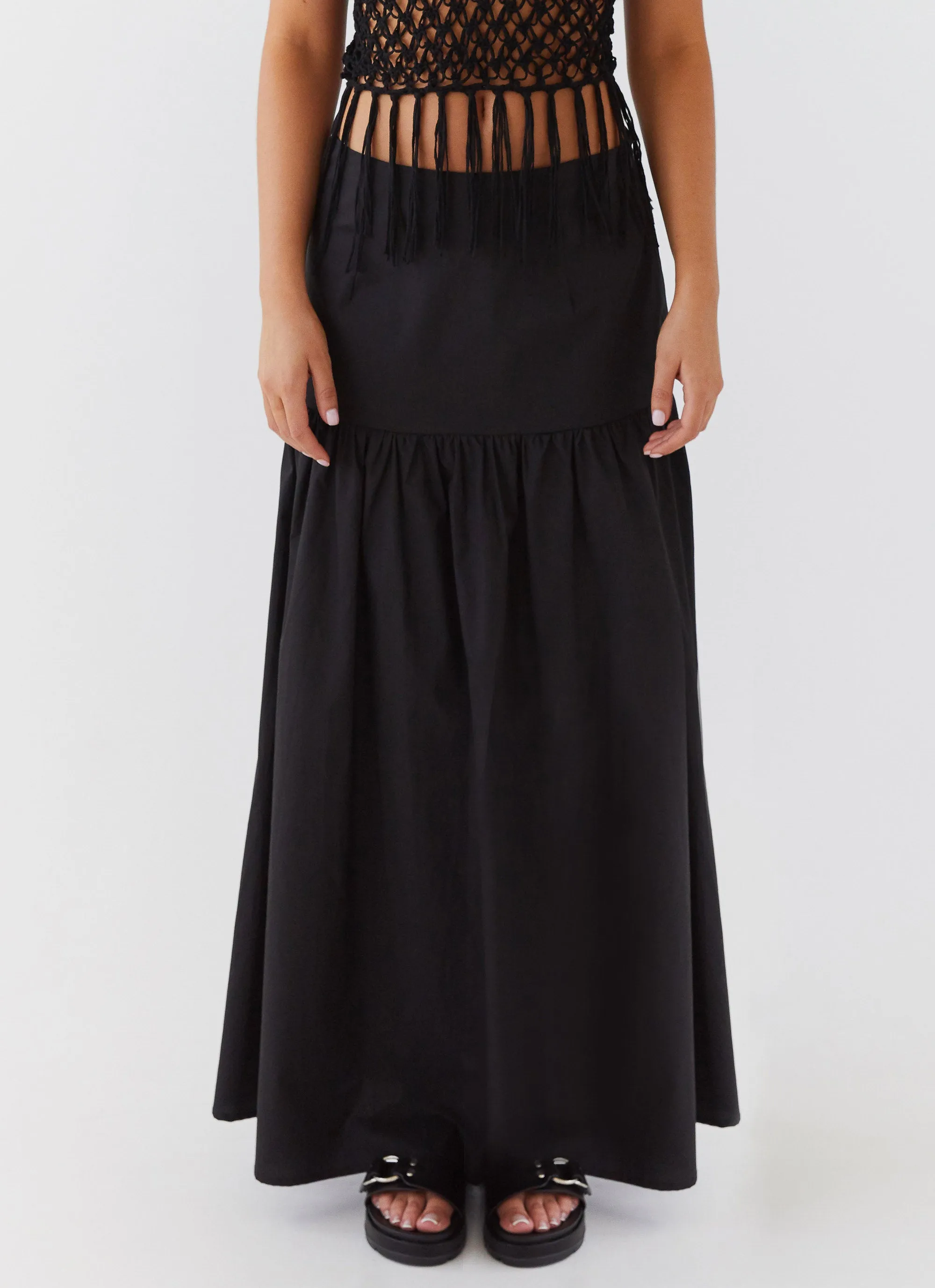 Dreamcatcher Tiered Maxi Skirt - Black