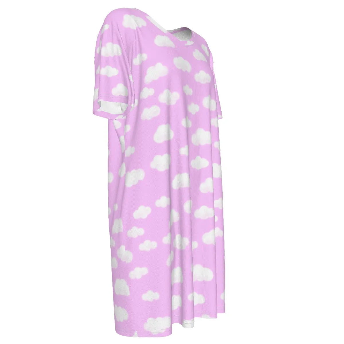 Dreamy Clouds Women's Cotton T-shirt Dress (Taffy Pink)