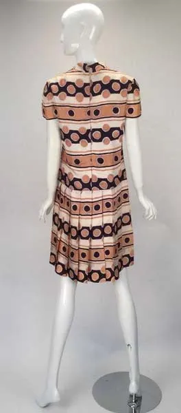 Early 1970s Oscar de la Renta Silk Mod Print Dress and Jacket