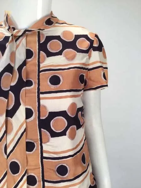 Early 1970s Oscar de la Renta Silk Mod Print Dress and Jacket