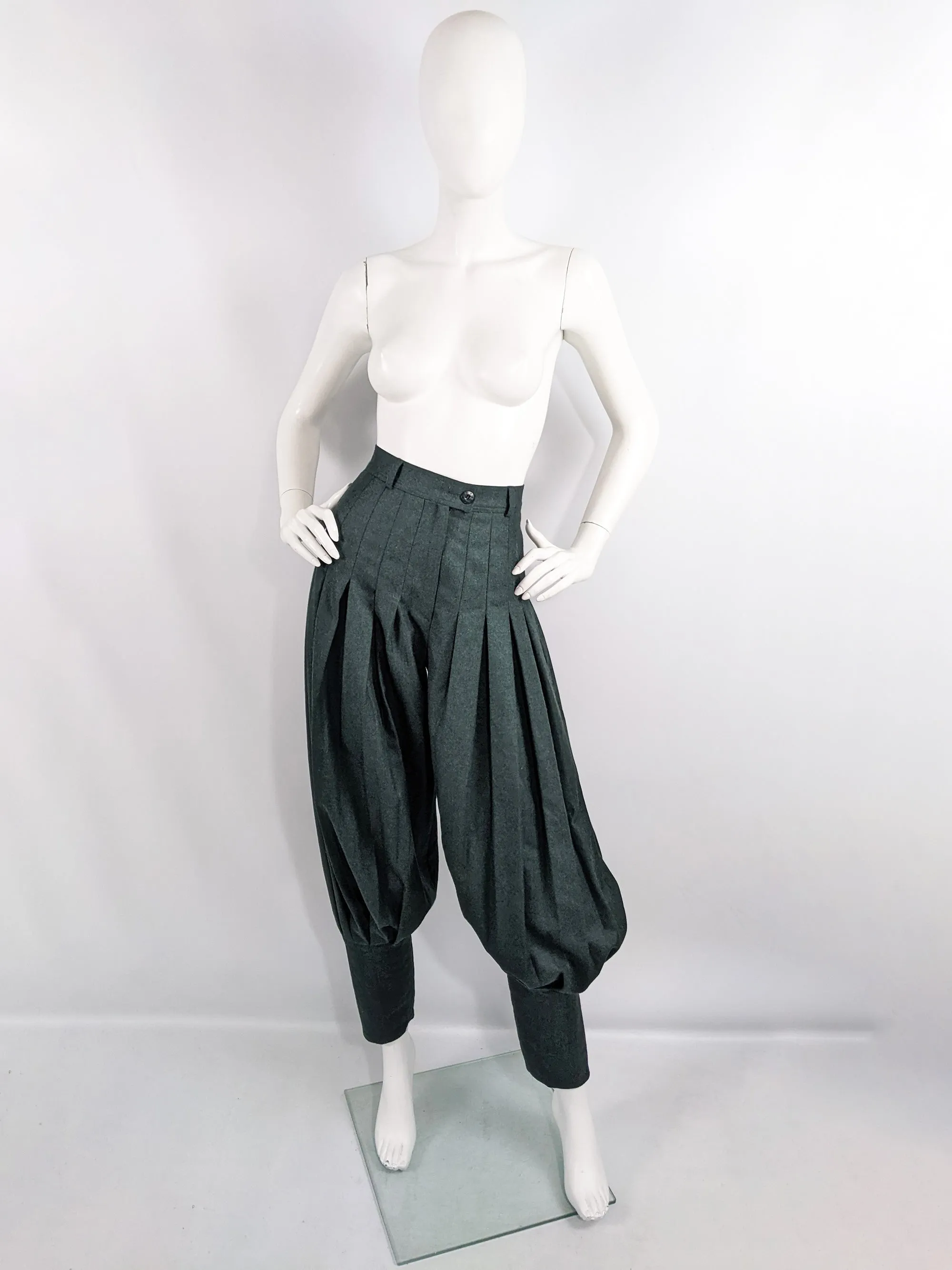 Escada Vintage Pleated Wool Balloon Leg Trousers, 1980s