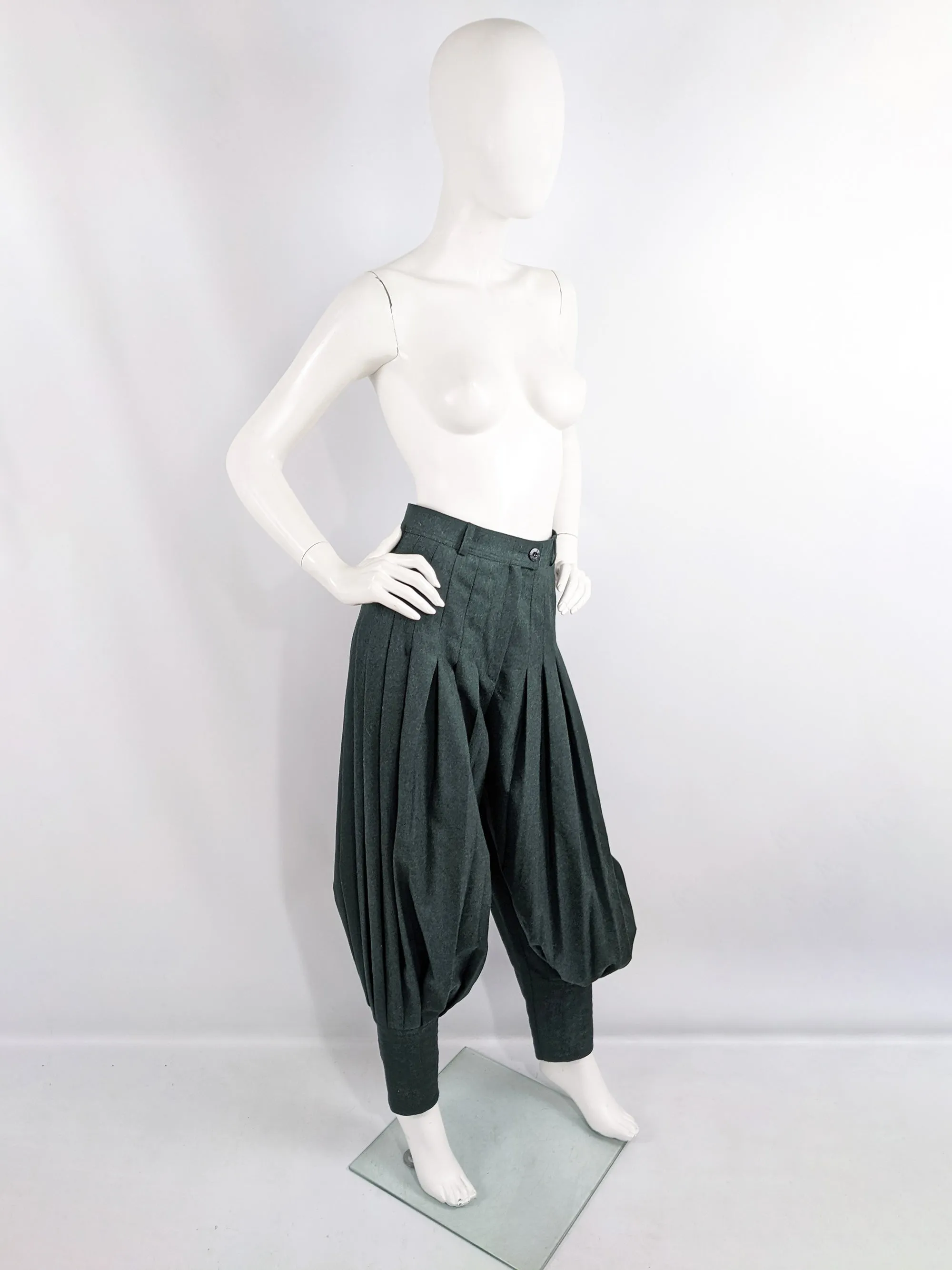 Escada Vintage Pleated Wool Balloon Leg Trousers, 1980s