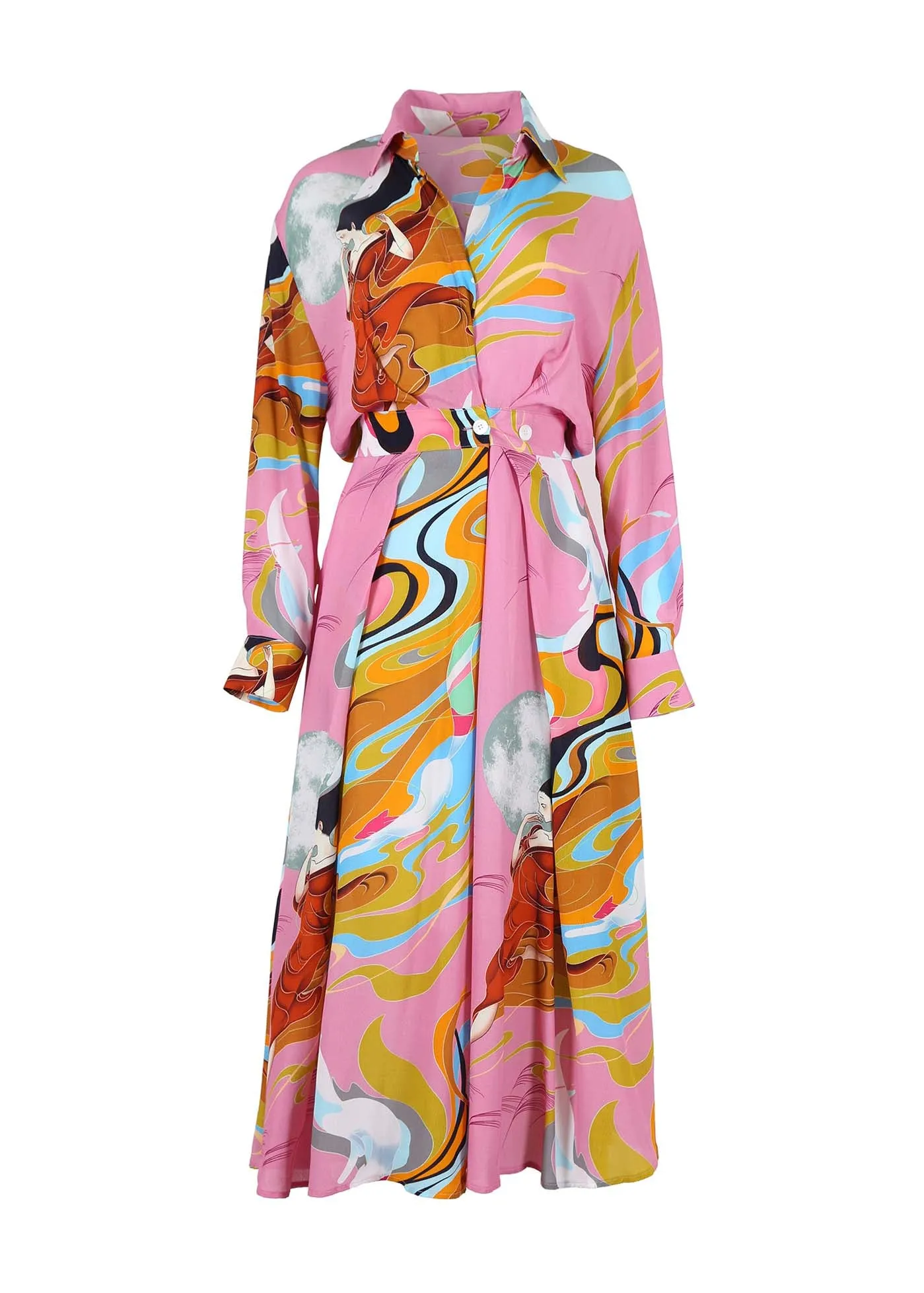 Faith Parisian Midi Wrap Dress Pink in Viscose