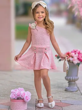 Fancy Flower Pink Matching Top and Skirt Set