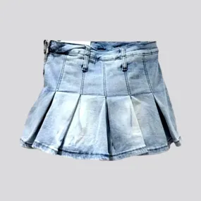 Fashion sanded jean skort
 for ladies