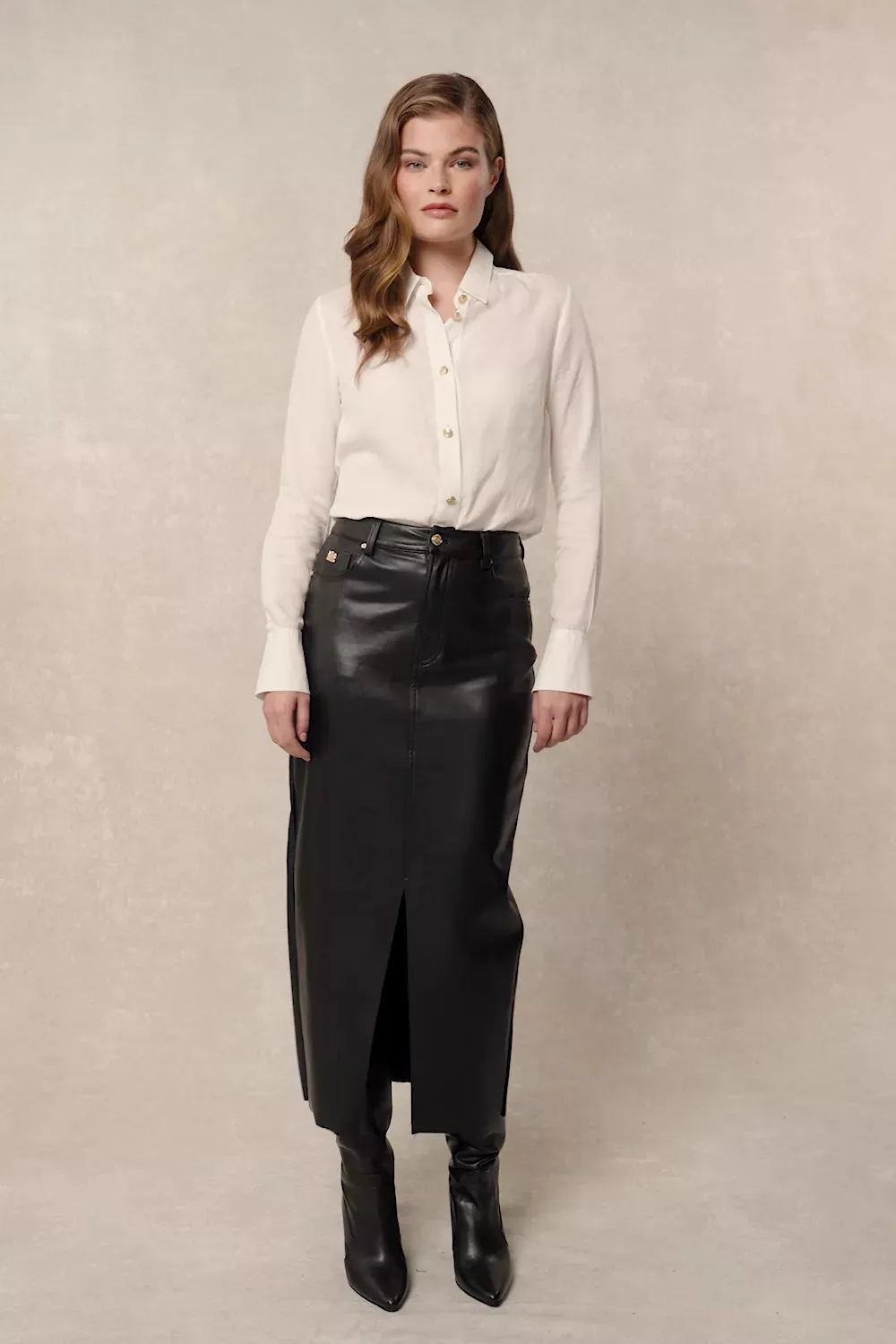 Faux Leather Maxi Skirt (Black)