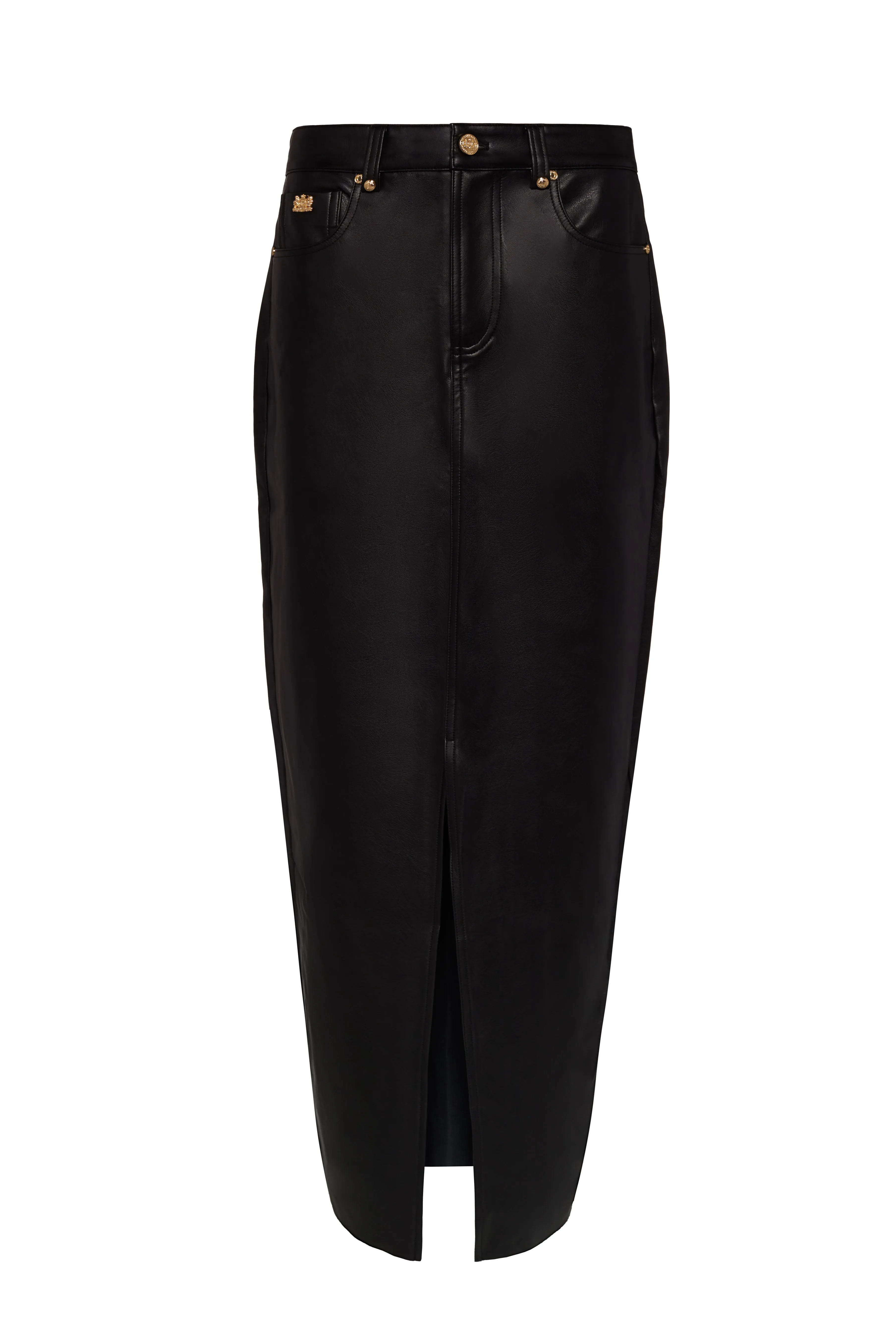 Faux Leather Maxi Skirt (Black)