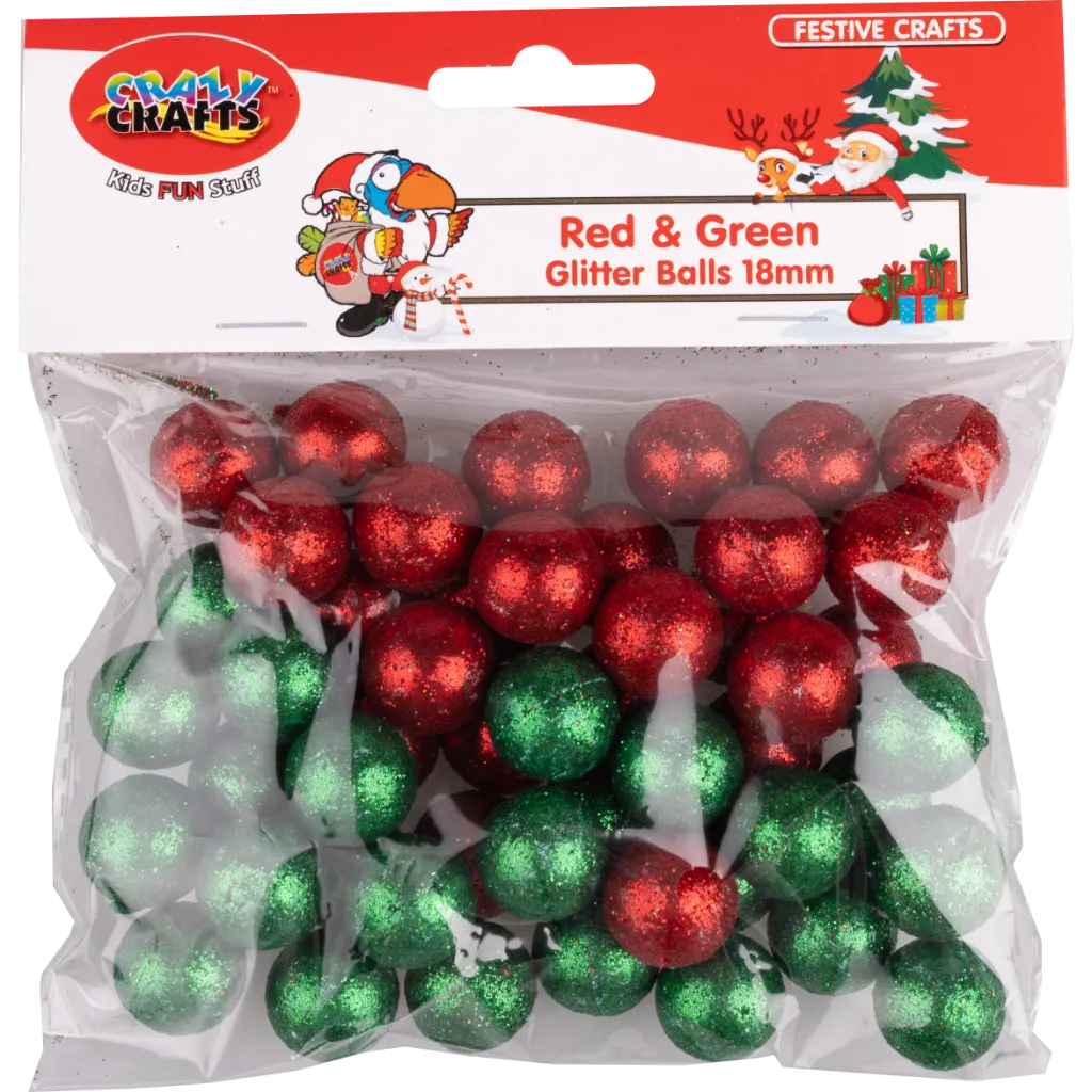 Festive Crafts - Red & Green Glitter Balls