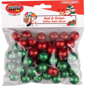 Festive Crafts - Red & Green Glitter Balls