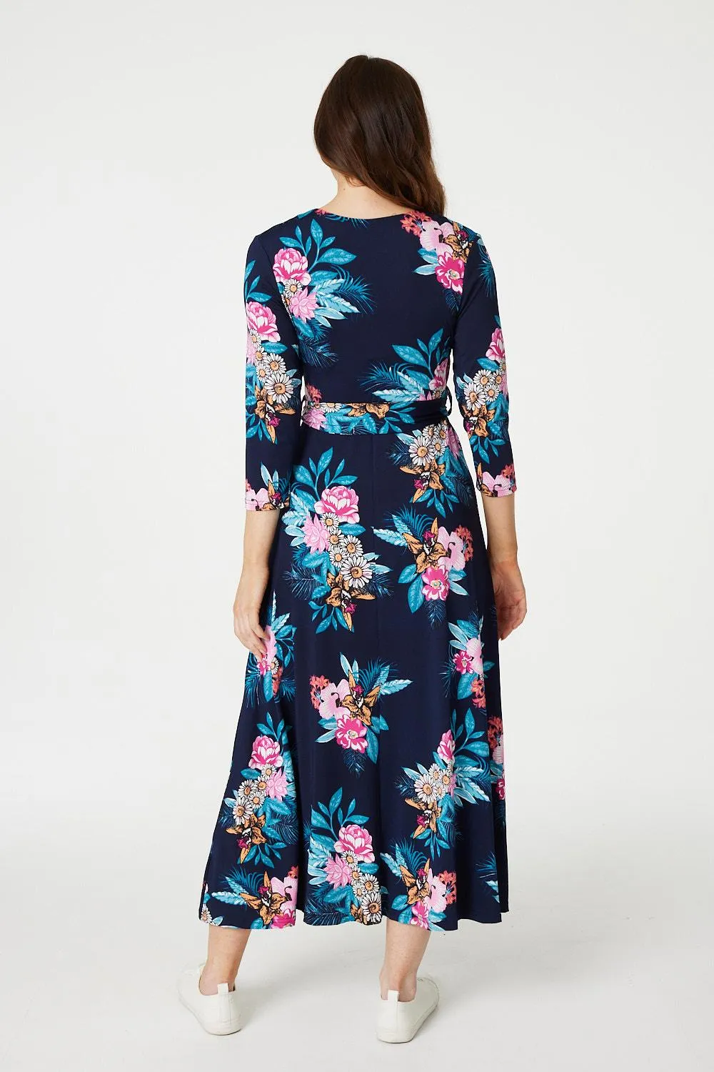 Floral Tie Waist Maxi Wrap Dress