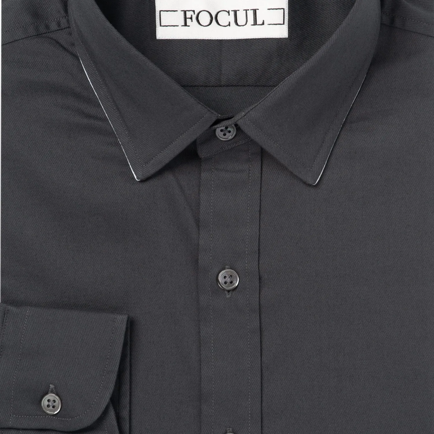 Focul - Slate Gray Line Shirt With Collar Edge Detail