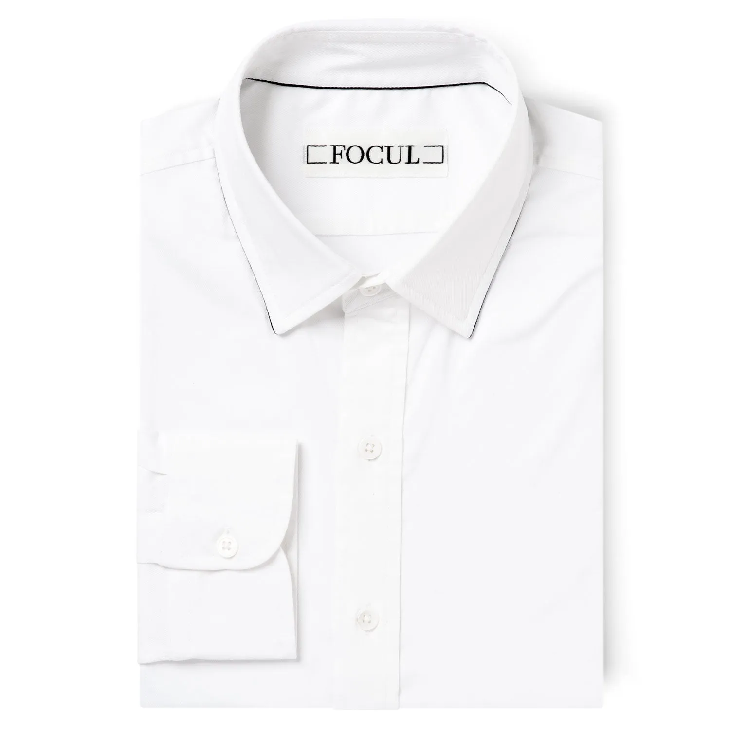 Focul - White Line Shirt With Collar Edge Detail