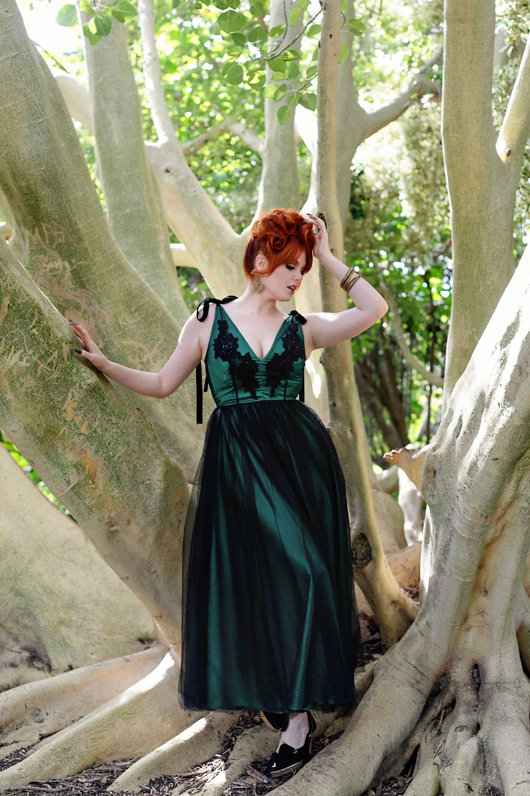 Forest Green Embellished Ribbon Gown Presale