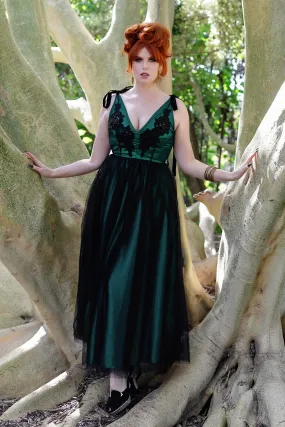 Forest Green Embellished Ribbon Gown Presale