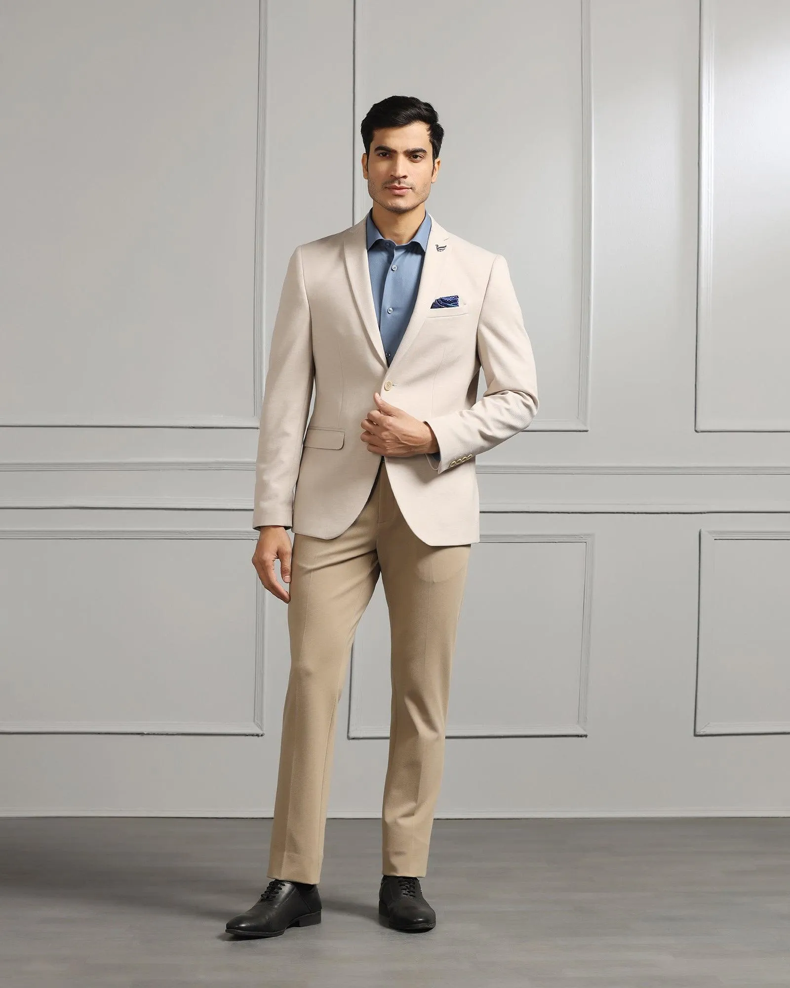 Formal Beige Textured Blazer - Caleb