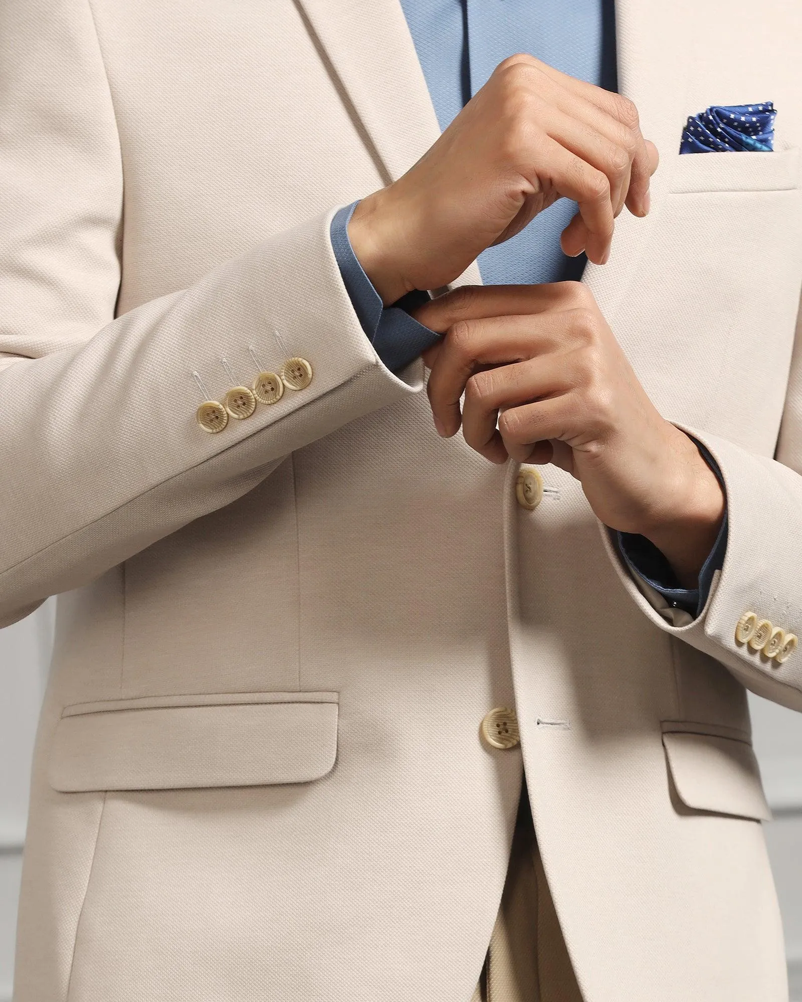 Formal Beige Textured Blazer - Caleb