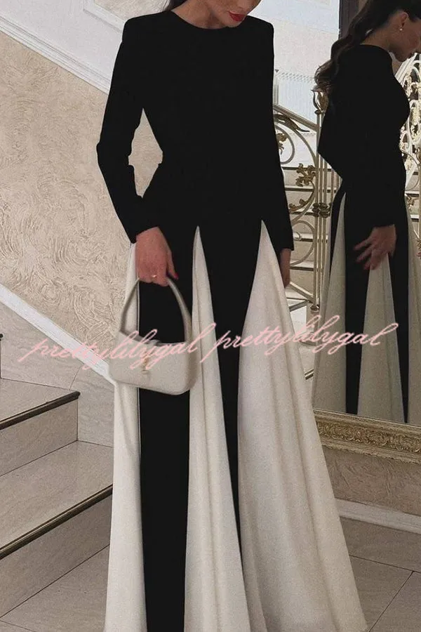 Getting Glam and Elegant Panelled Tulle Long Sleeve A-line Maxi Dress