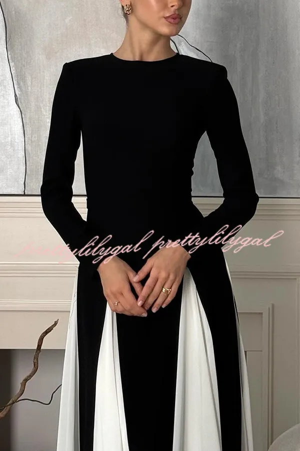 Getting Glam and Elegant Panelled Tulle Long Sleeve A-line Maxi Dress