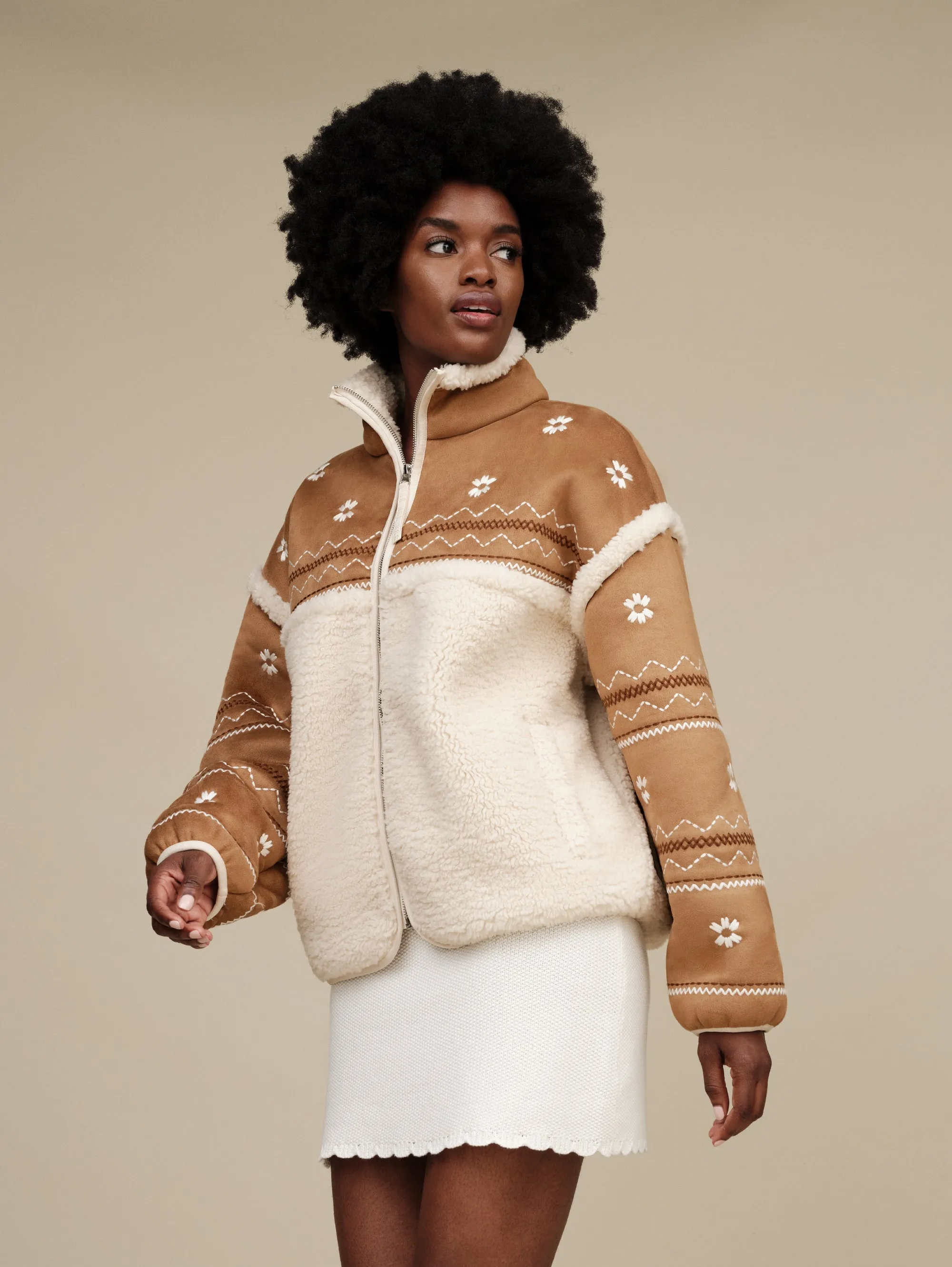 Giacca in Shearling Sintetico Marlene Castagna