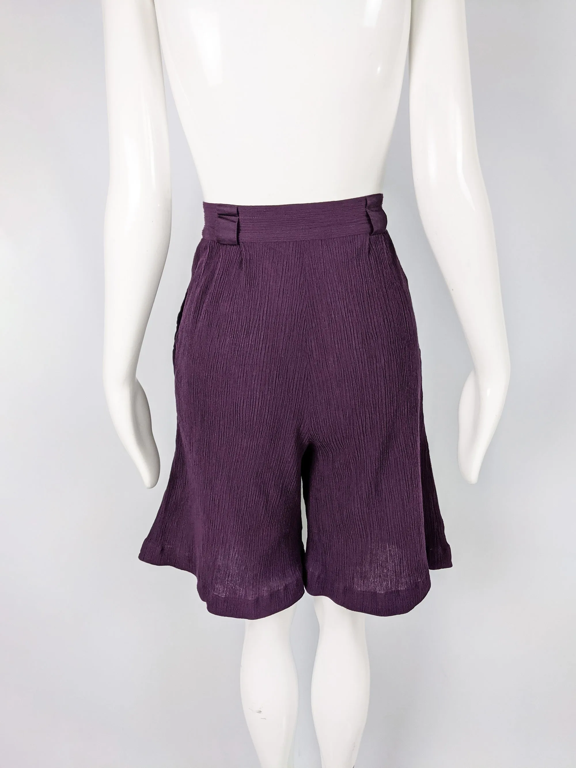 Gianni Versace Vintage Womens Fortuny Pleated Bermuda Shorts, 1980s