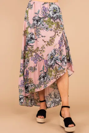 Give Us A Smile Rose Pink Floral Maxi Skirt