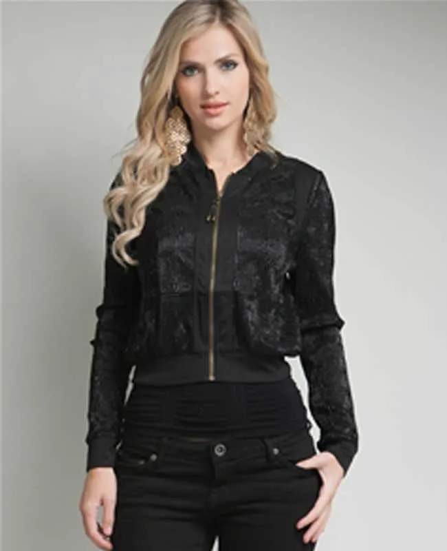 Glitzy Black Zip Up Evening Jacket