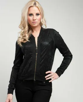 Glitzy Black Zip Up Evening Jacket