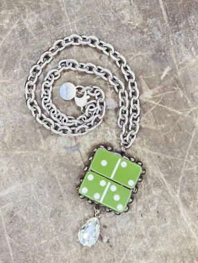 Glitzy Domino Necklace - Green