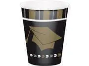 Glitzy Graduation - 9oz Black & Brown Paper Cups (8ct)