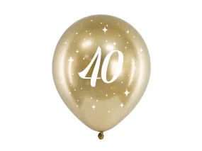 Gold 40th Birthday Balloons Pack of 6