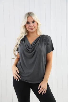 Goose Island 4575 Sorrento Plain Ribbed Stretchy Cowl Neck Top (3 Colours)