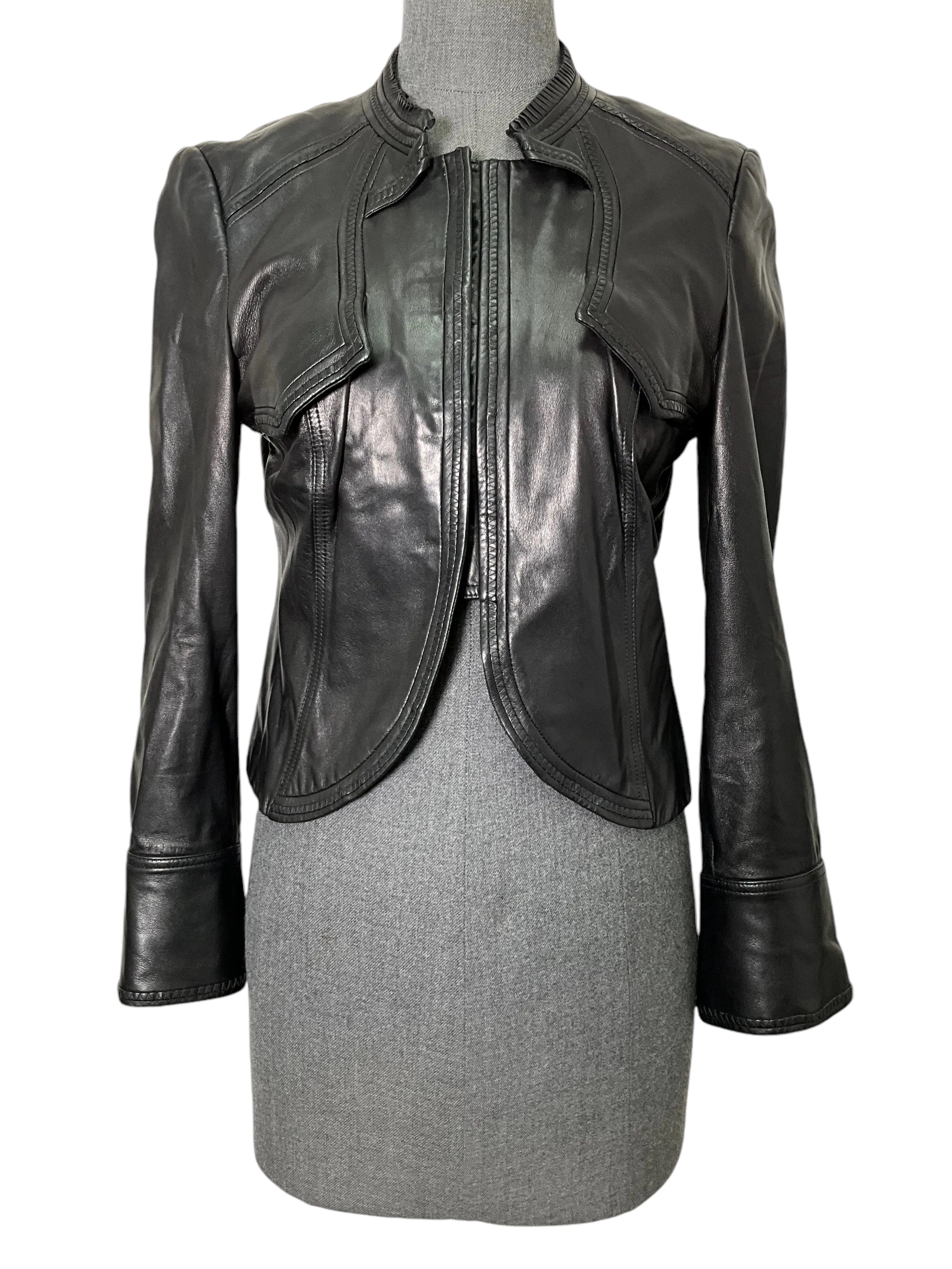 GUCCI Vintage Leather Cropped Biker Jacket Size S