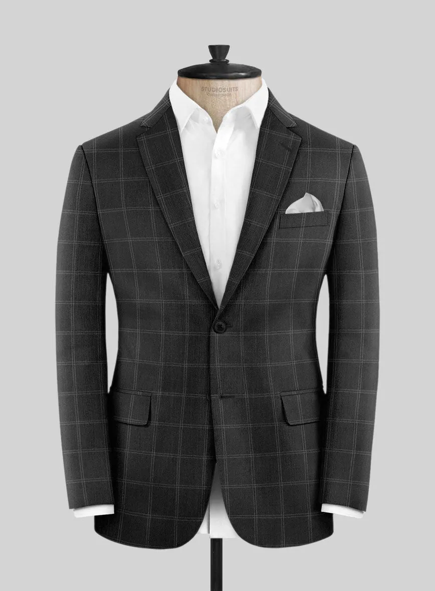 Hardy Minnis Charcoal Windowpane Wool Suit