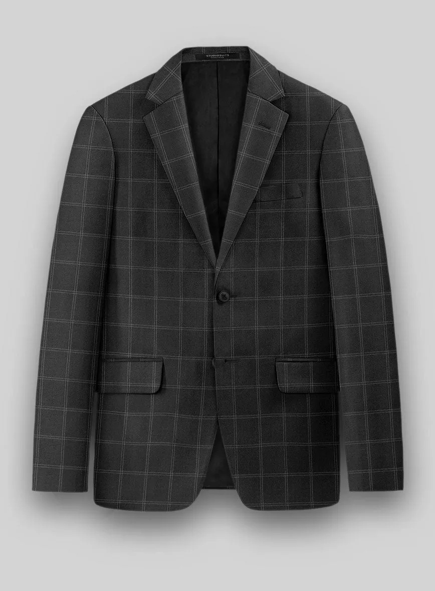 Hardy Minnis Charcoal Windowpane Wool Suit