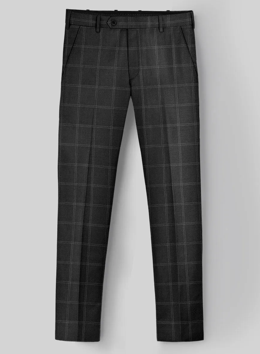 Hardy Minnis Charcoal Windowpane Wool Suit