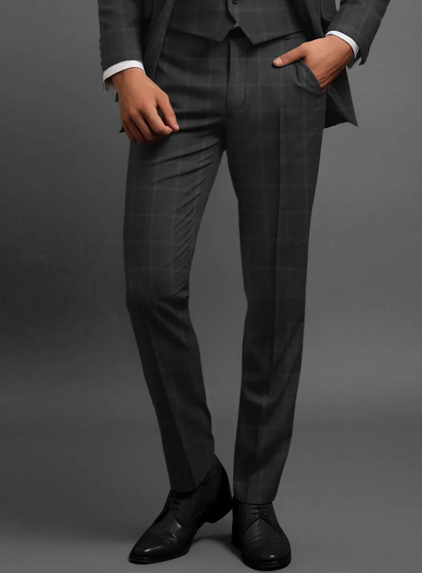 Hardy Minnis Charcoal Windowpane Wool Suit