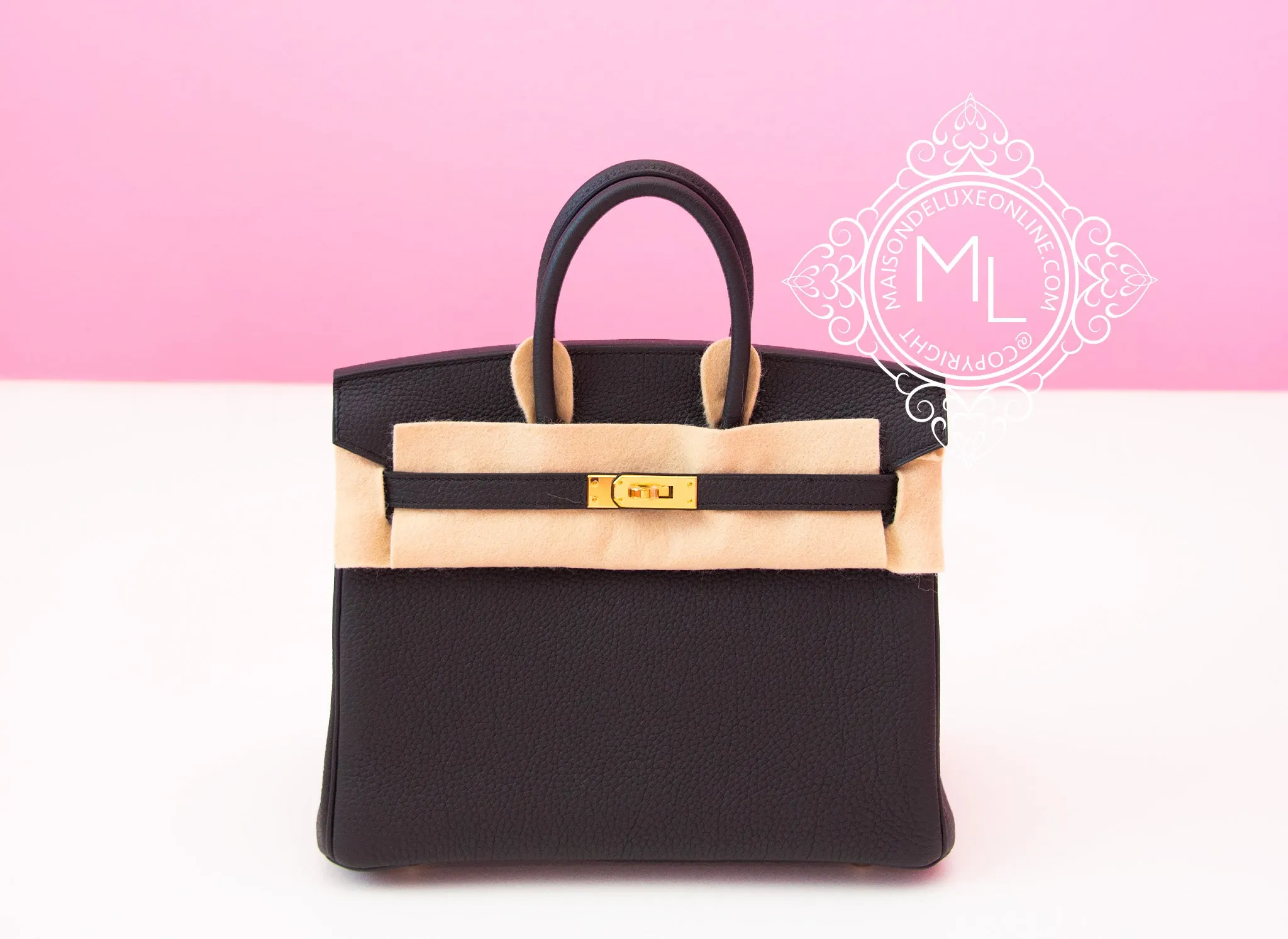 Hermes Black Togo GHW Birkin 25 Handbag