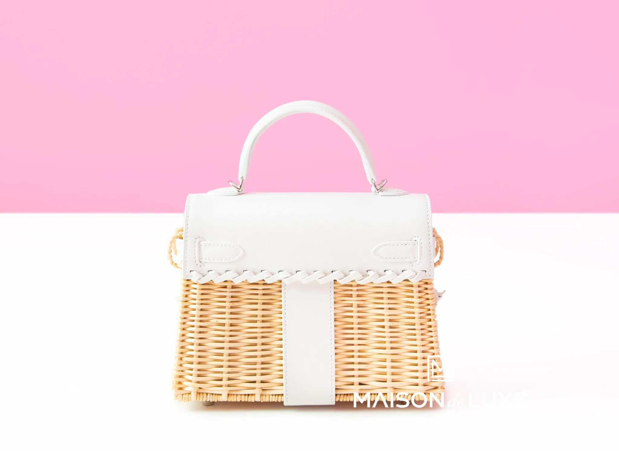 Hermes Blanc White Picnic Mini Kelly Handbag