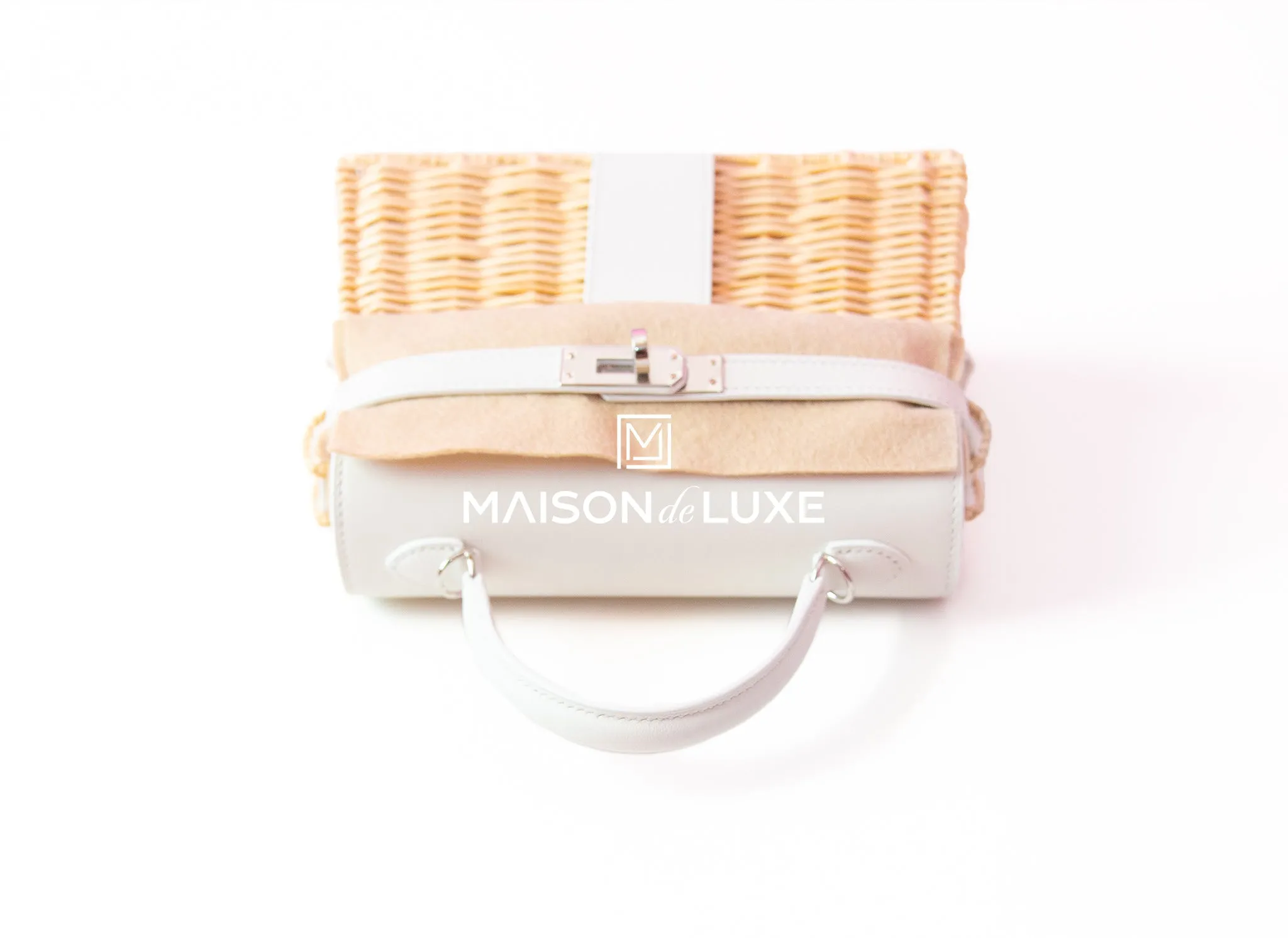 Hermes Blanc White Picnic Mini Kelly Handbag