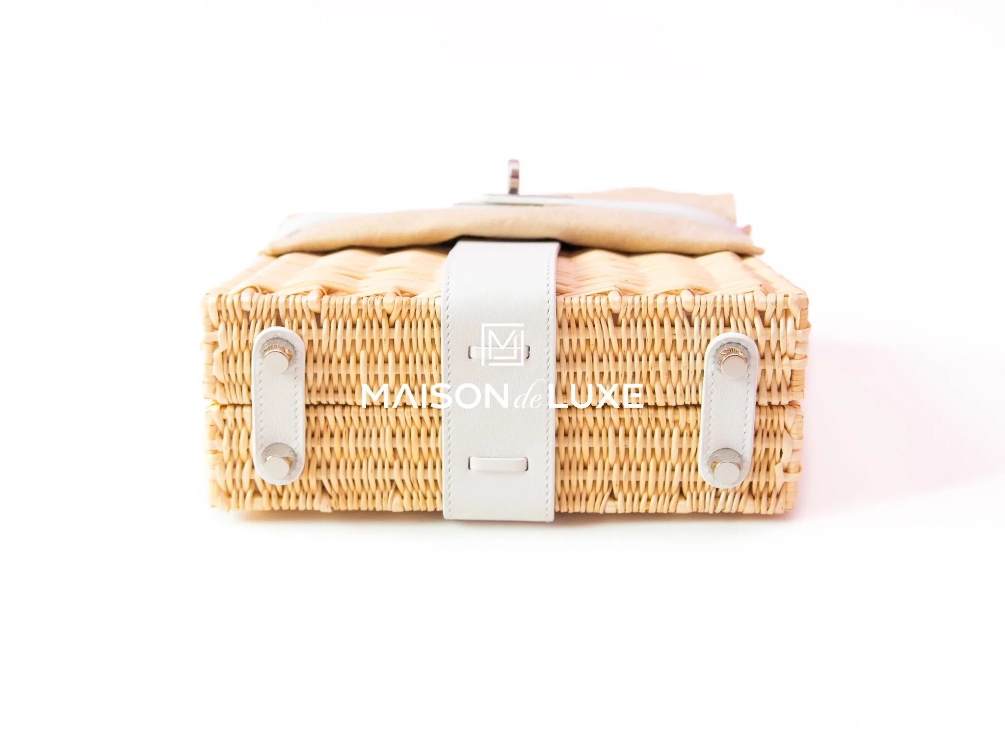 Hermes Blanc White Picnic Mini Kelly Handbag