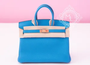 Hermes Blue Zanzibar Togo Gold Hardware Birkin 25 Handbag