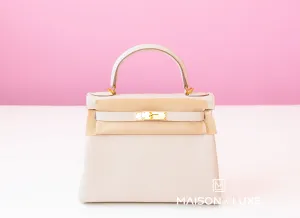 Hermes Craie Off White GHW Togo Kelly 28 Handbag